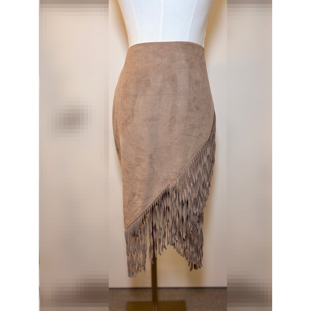 Express Taupe Fringe Midi Skirt - Picture 8 of 11